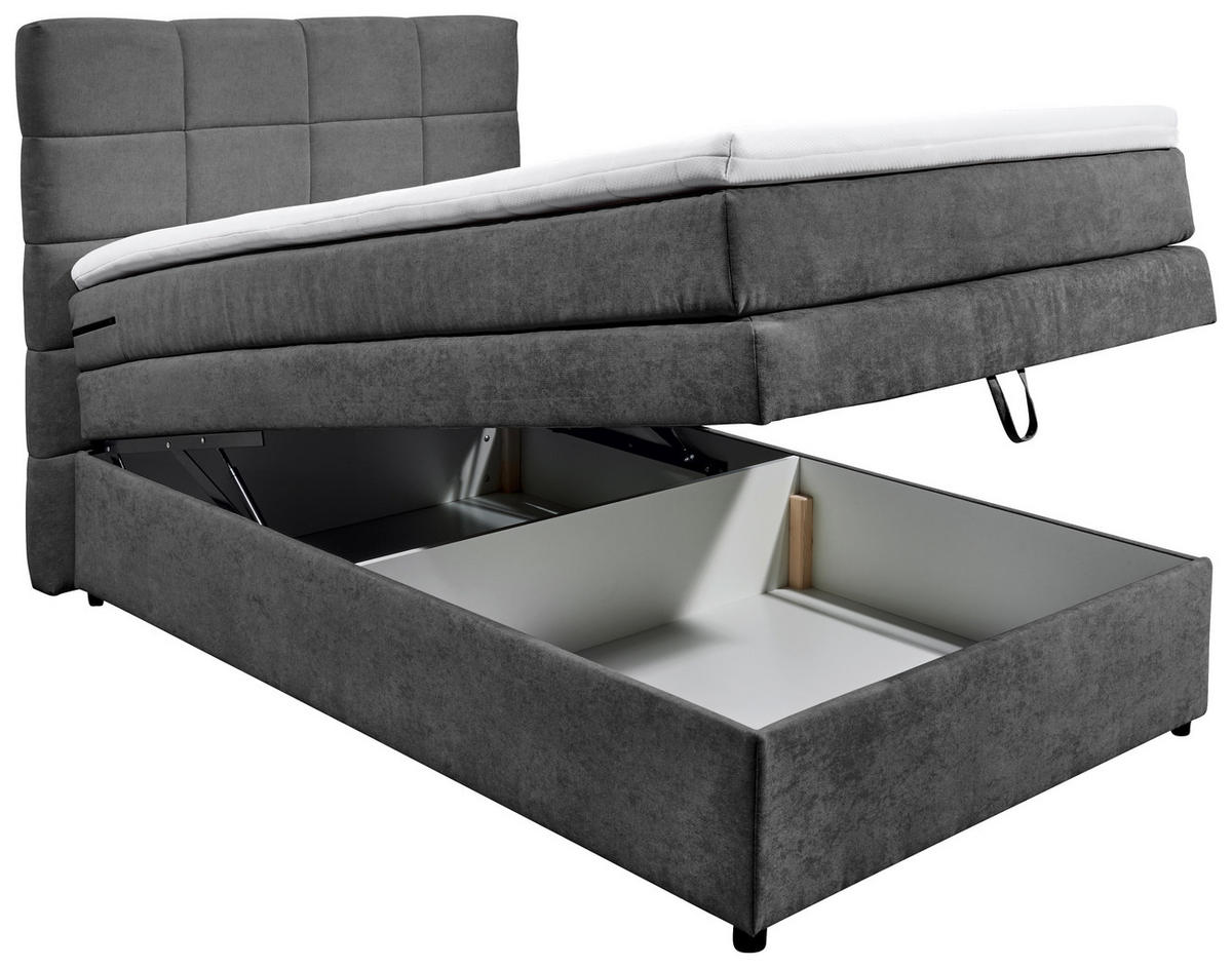 BOXSPRING-ÁGY 120/200 cm  antracit  - antracit, Konventionell, műanyag (120/200cm) - MID.YOU