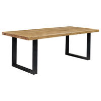 ESSTISCH Eiche massiv rechteckig Eichefarben, Schwarz  - Eichefarben/Schwarz, MODERN, Holz/Metall (180/90/76cm) - Boxxx