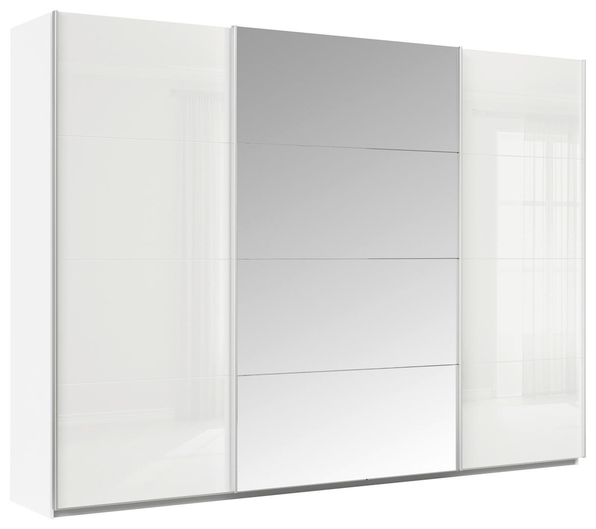 SCHWEBETÜRENSCHRANK in Weiss  - Chromfarben/Weiss, Konventionell, Glas/Holzwerkstoff (315/229/57cm) - Xora