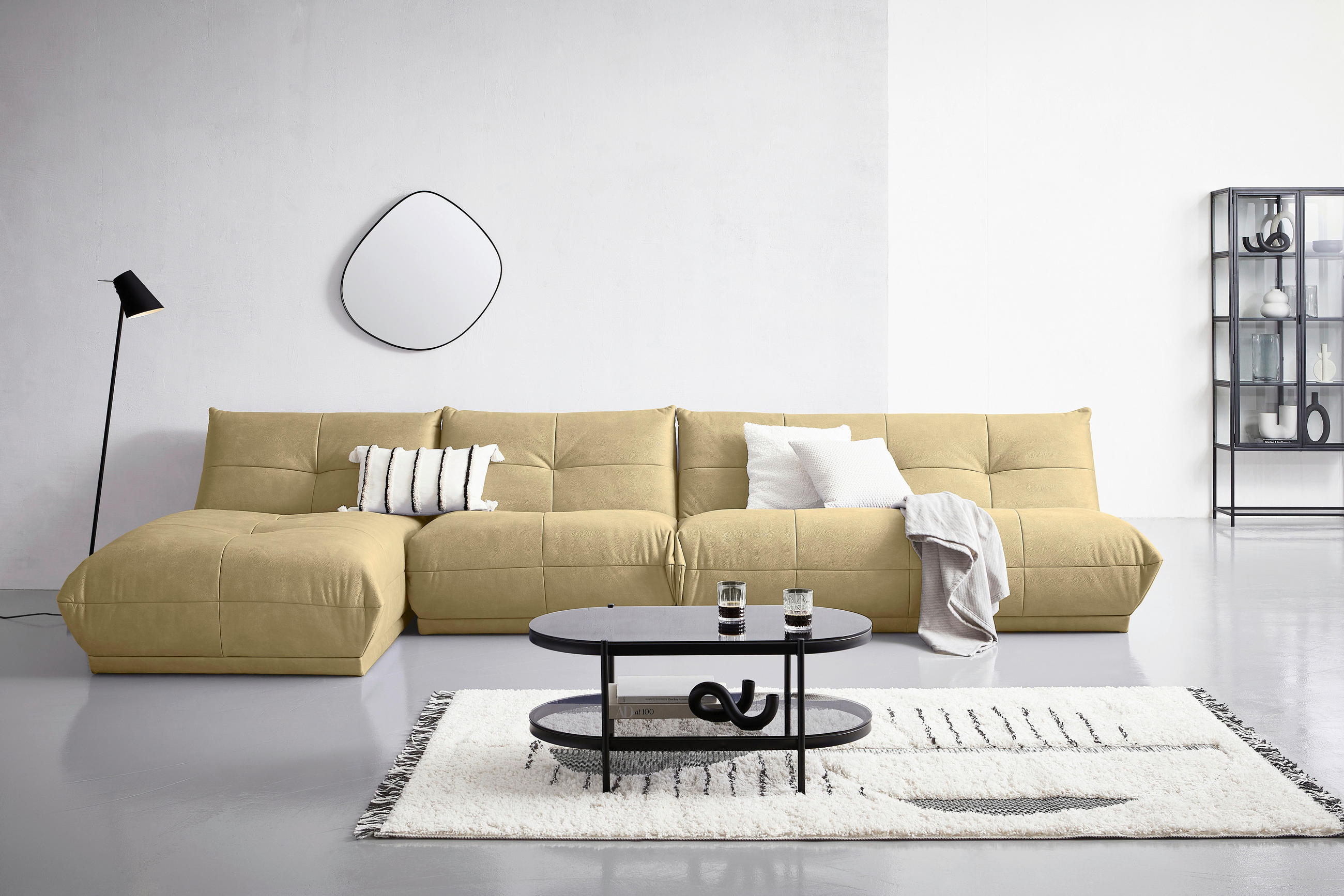 SOFAELEMENT Lederlook Beige  - Beige, Trend, Textil (105/80/112cm) - Livetastic