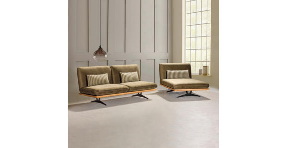 OTTOMANE Palermo in Grün, Eichefarben  - Eichefarben/Schwarz, Design, Holz/Textil (114/92/165cm) - Dieter Knoll