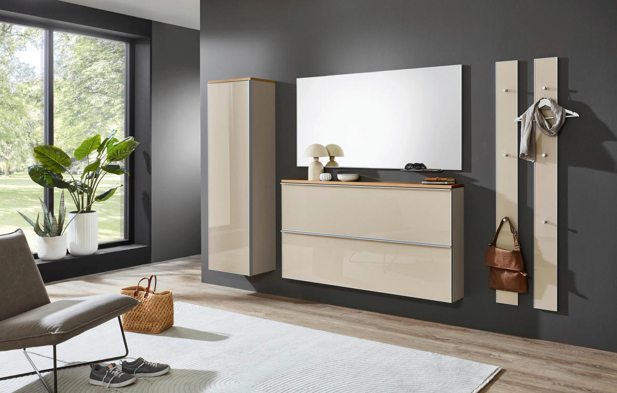 SCHUHKIPPER  in 160/83/21 cm  - Eichefarben/Silberfarben, Design, Glas/Holzwerkstoff (160/83/21cm)