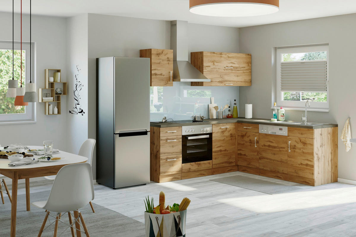 ECKKÜCHE 210/210 cm  in Eichefarben  - Eichefarben/Anthrazit, MODERN, Holzwerkstoff/Metall (210/210cm) - Held