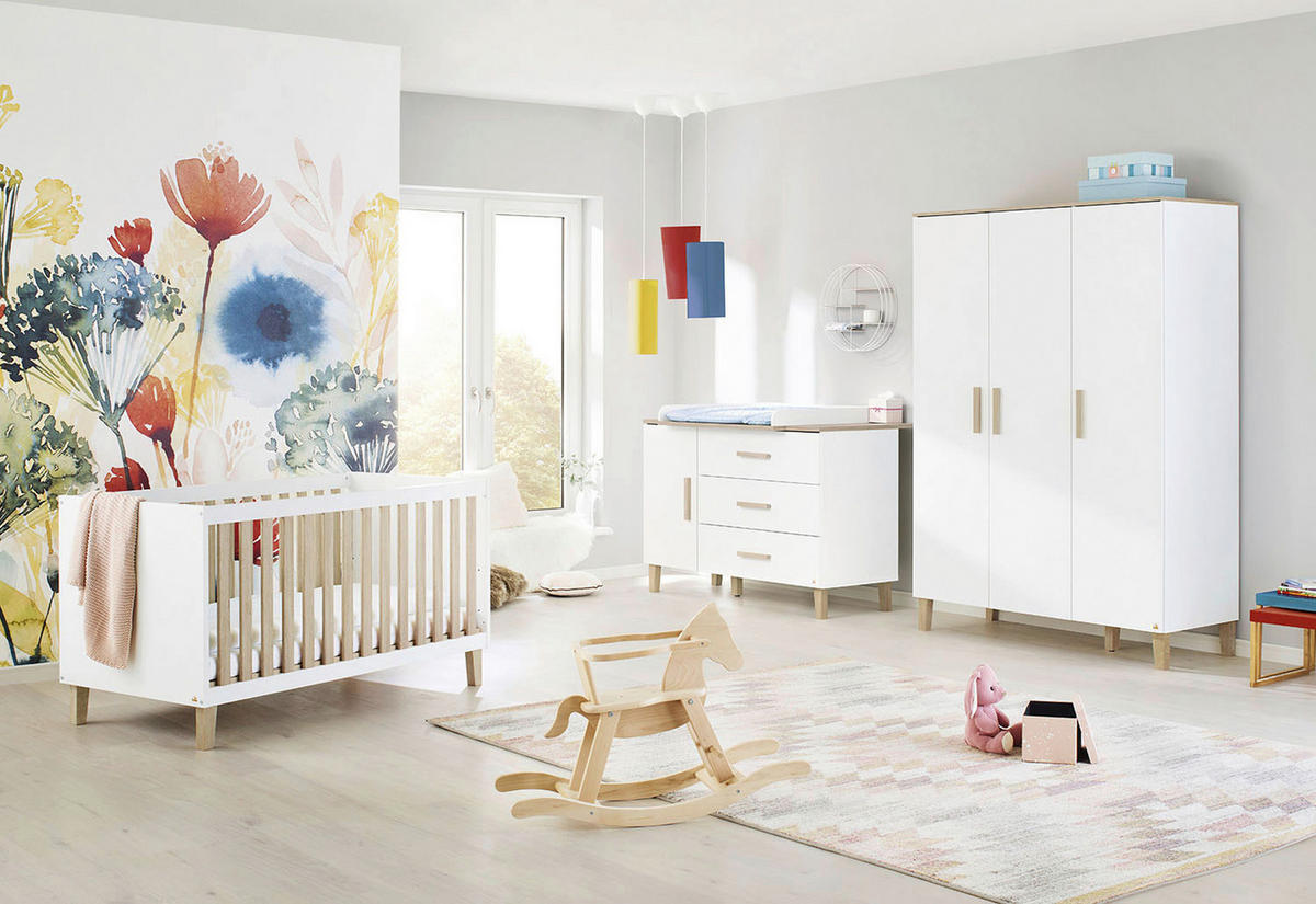 BABYZIMMER LUMI  - Eichefarben/Weiß, Design, Holzwerkstoff - Pinolino