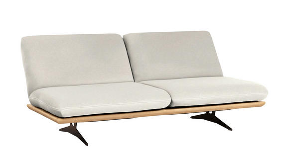 SCHLAFSOFA Palermo in Echtleder Weiß  - Beige/Schwarz, Design, Leder/Holz (204/92/90cm) - Dieter Knoll