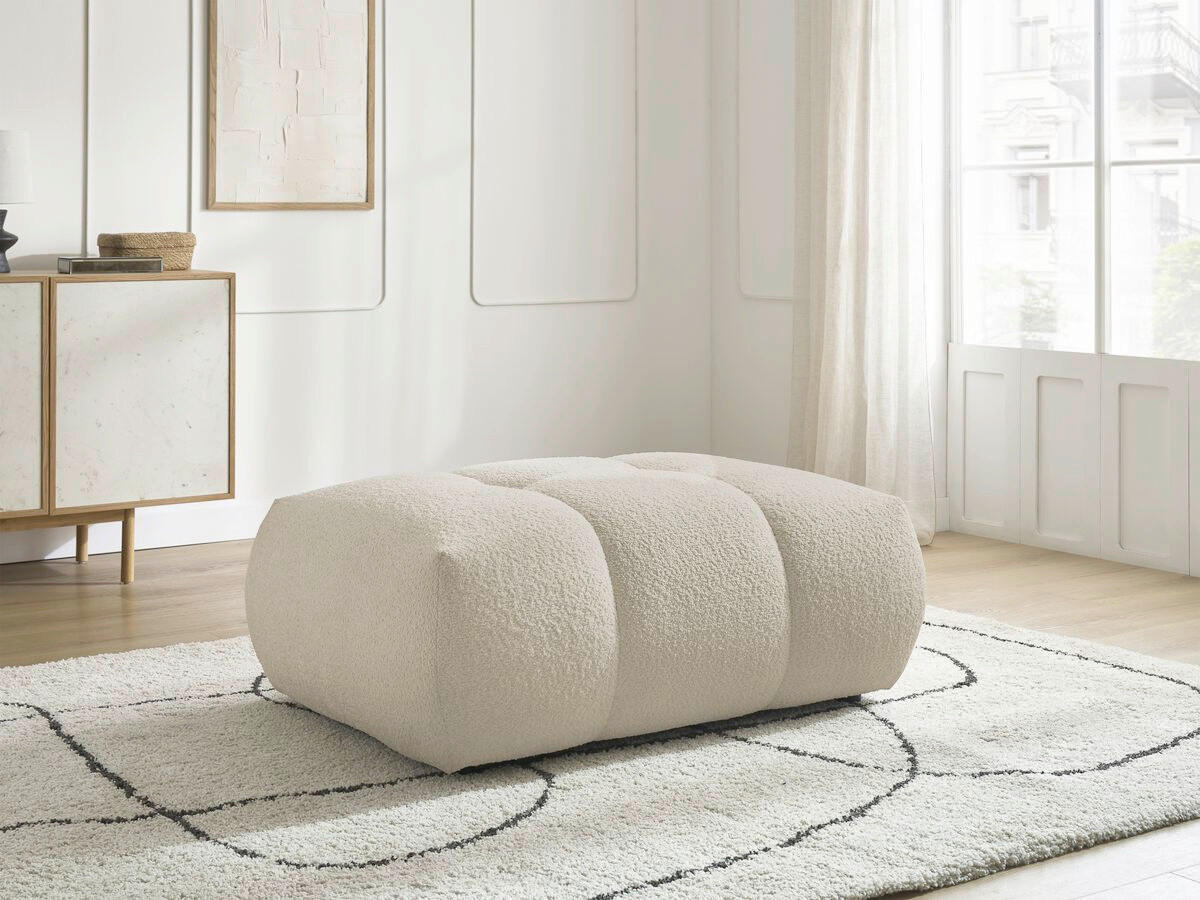 HOCKER FUJI  Bouclé Beige  - Beige/Schwarz, MODERN, Kunststoff/Textil (112/44/80cm)