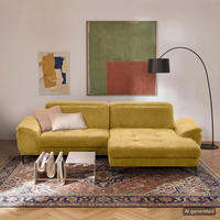 ECKSOFA  Webstoff Senfgelb  - Senfgelb/Schwarz, Design, Textil/Metall (268/195cm) - Livetastic