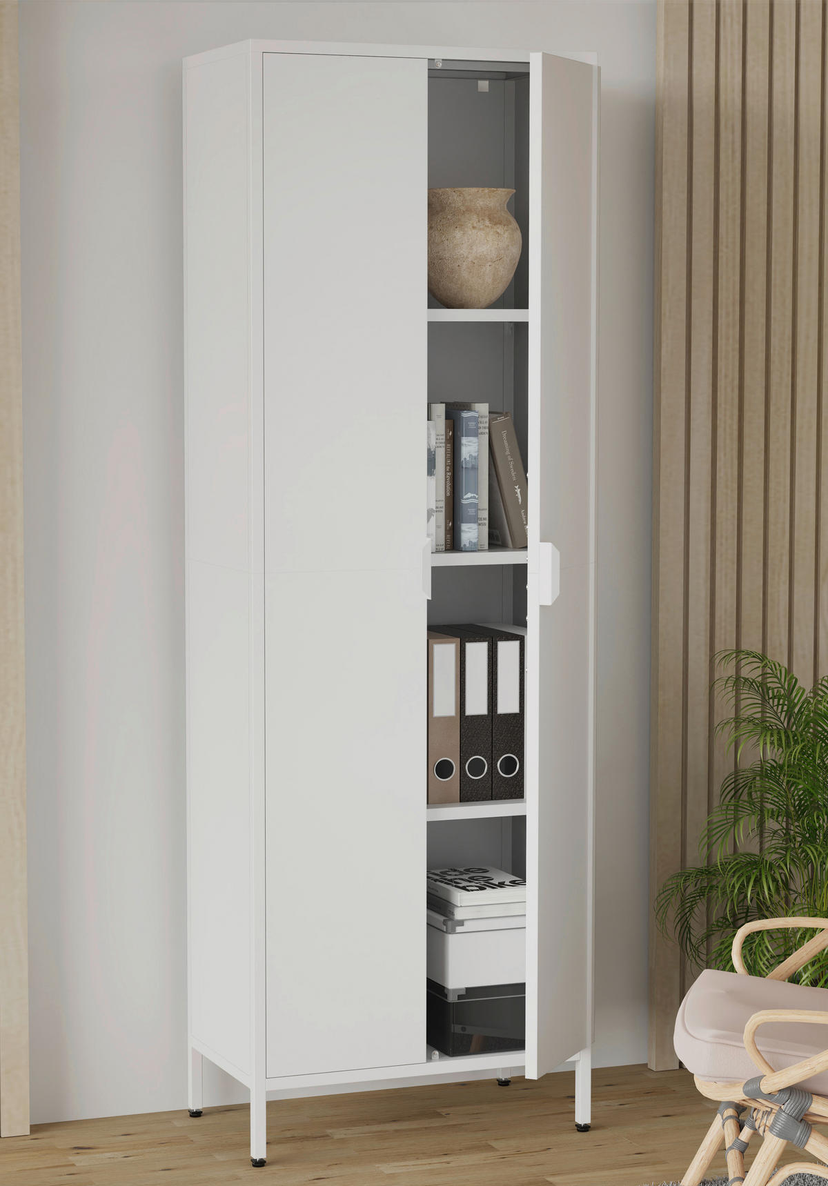DREHTÜRENSCHRANK in Weiss  - Weiss, Design, Metall (60/180/35cm) - MID.YOU
