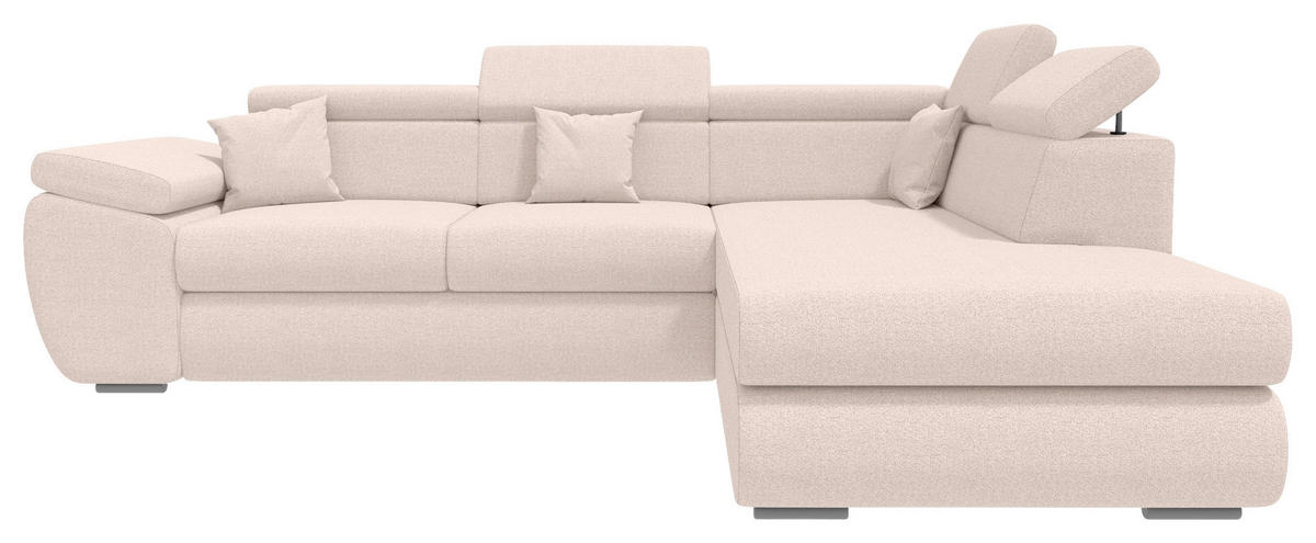 ECKSOFA Creme Struktur  - Chromfarben/Creme, KONVENTIONELL, Kunststoff/Textil (282/205cm) - Carryhome