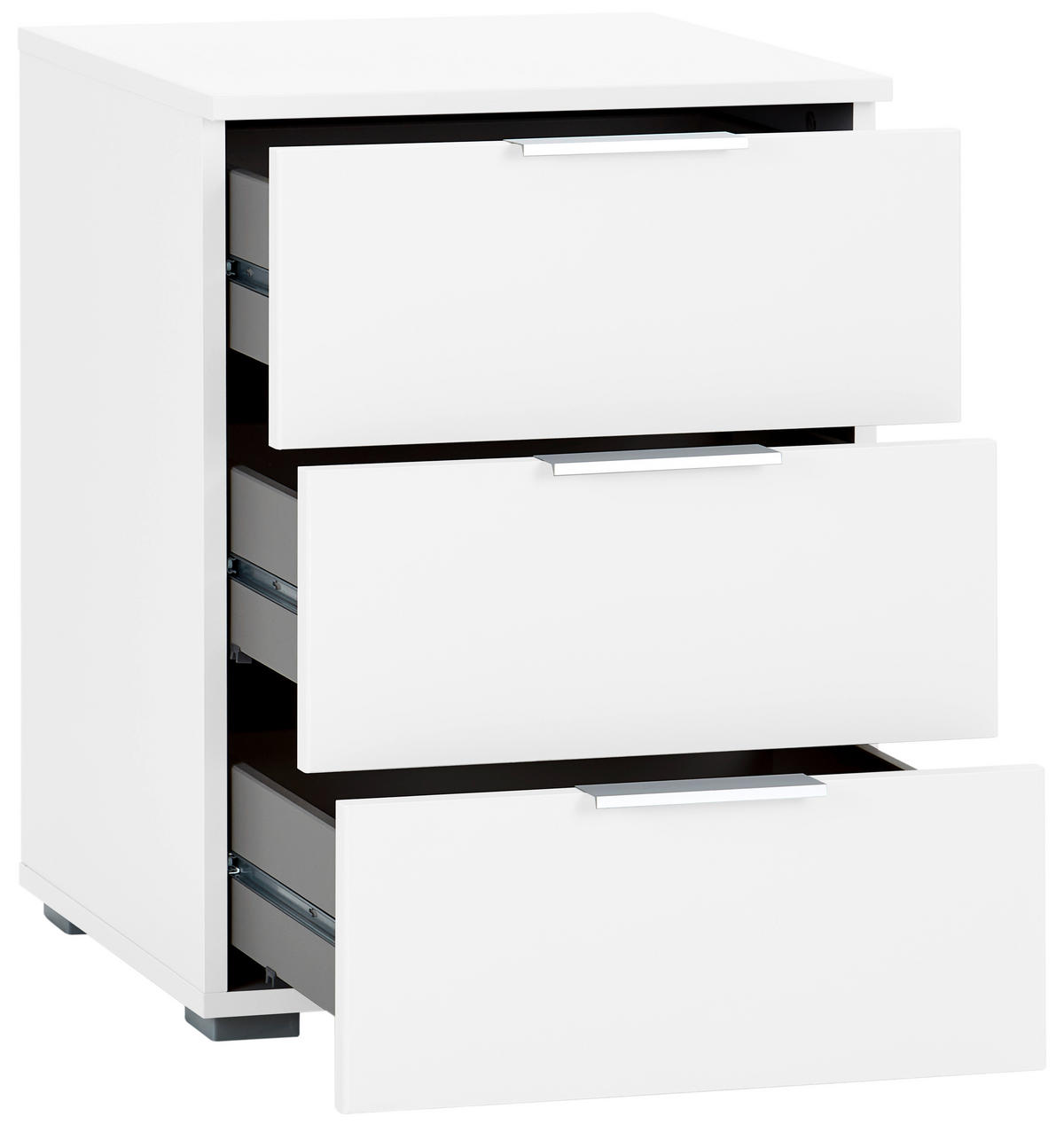 NACHTKÄSTCHEN  in Weiss  - Weiss/Alufarben, Modern, Holzwerkstoff (47/62/42cm) - Rauch Möbel