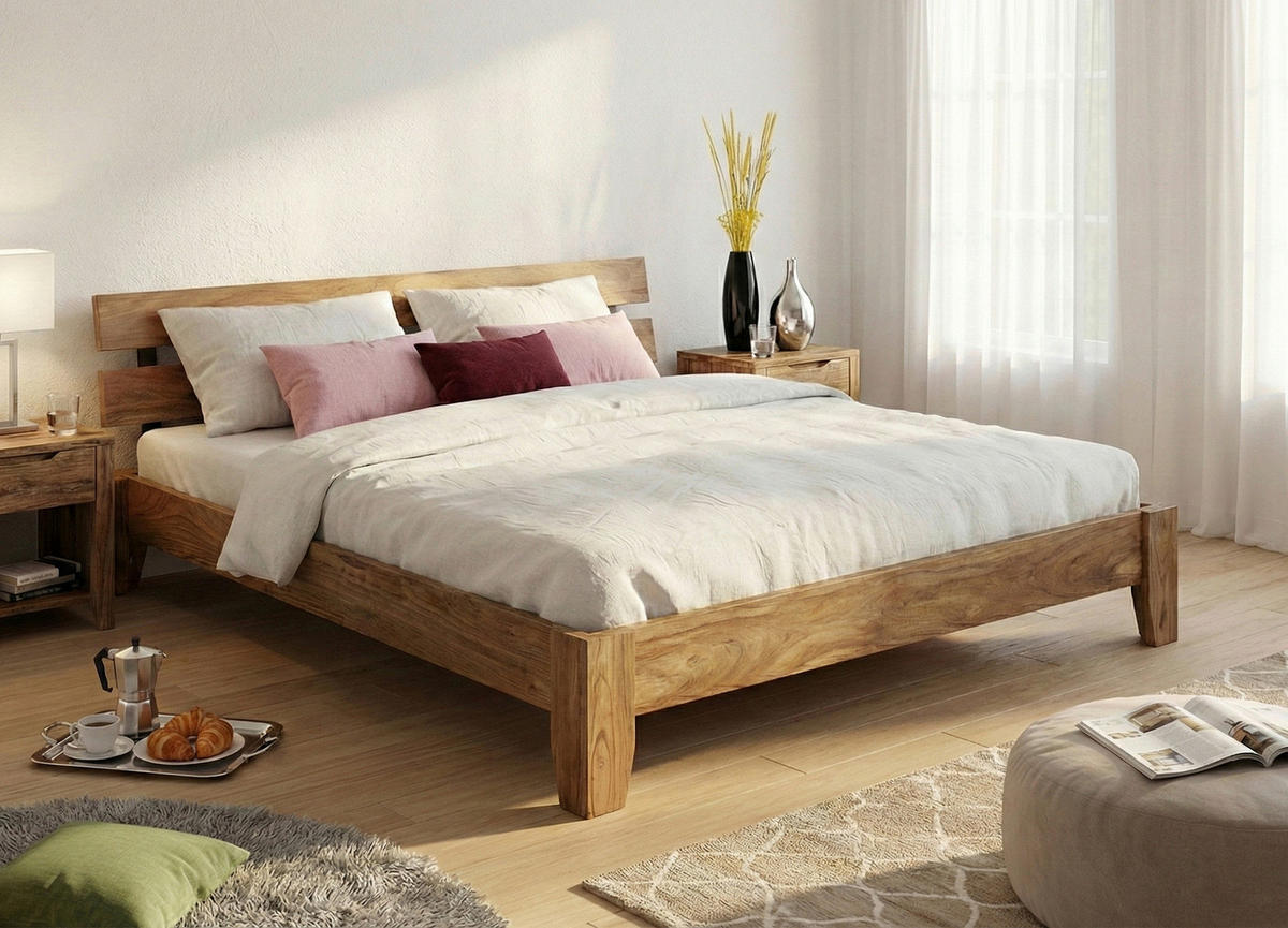 BETT 180/200 cm  in Akaziefarben  - Akaziefarben, MODERN, Holz (180/200cm) - MID.YOU