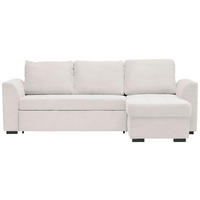 ECKSOFA Creme Cord, Velours  - Creme/Schwarz, Design, Kunststoff/Textil (155/243cm) - Xora