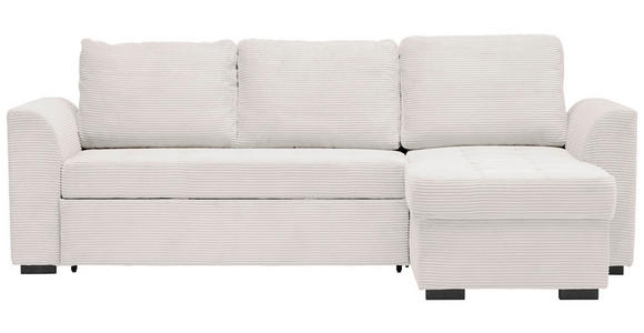 ECKSOFA Creme Cord, Velours  - Creme/Schwarz, Design, Kunststoff/Textil (155/243cm) - Xora