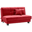 SCHLAFSOFA Mikrovelours Rot  - Rot/Schwarz, KONVENTIONELL, Textil/Metall (145/85/100cm) - Carryhome