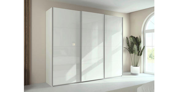 SCHWEBETÜRENSCHRANK 271/236/68 cm 3-türig Weiß  - Alufarben/Weiß, Basics, Glas/Holzwerkstoff (271/236/68cm) - Novel