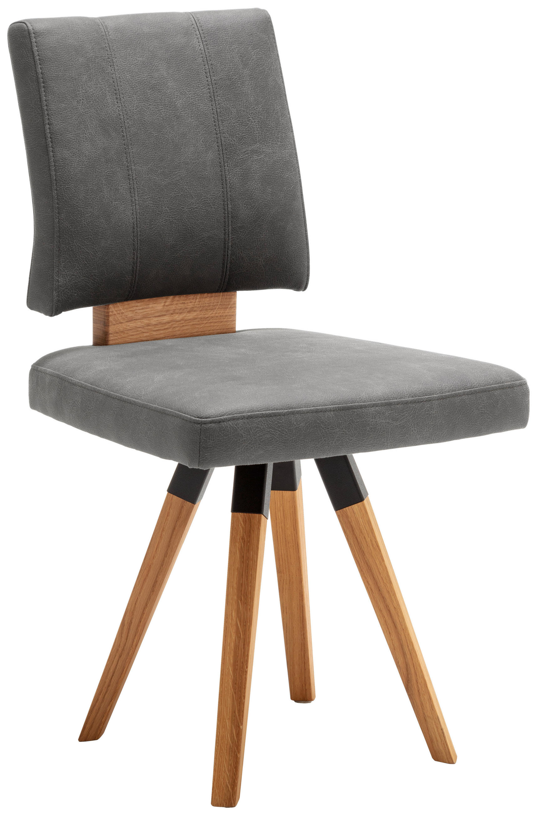 STUHL in Holz, Textil, Holzwerkstoff Schwarz, Eichefarben, Dunkelgrau  - Eichefarben/Dunkelgrau, Design, Holz/Holzwerkstoff (50/88/60cm) - Venda