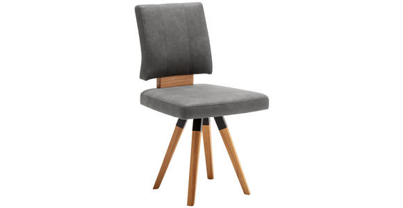 STUHL in Holz, Textil, Holzwerkstoff Schwarz, Eichefarben, Dunkelgrau  - Eichefarben/Dunkelgrau, Design, Holz/Holzwerkstoff (50/88/60cm) - Venda