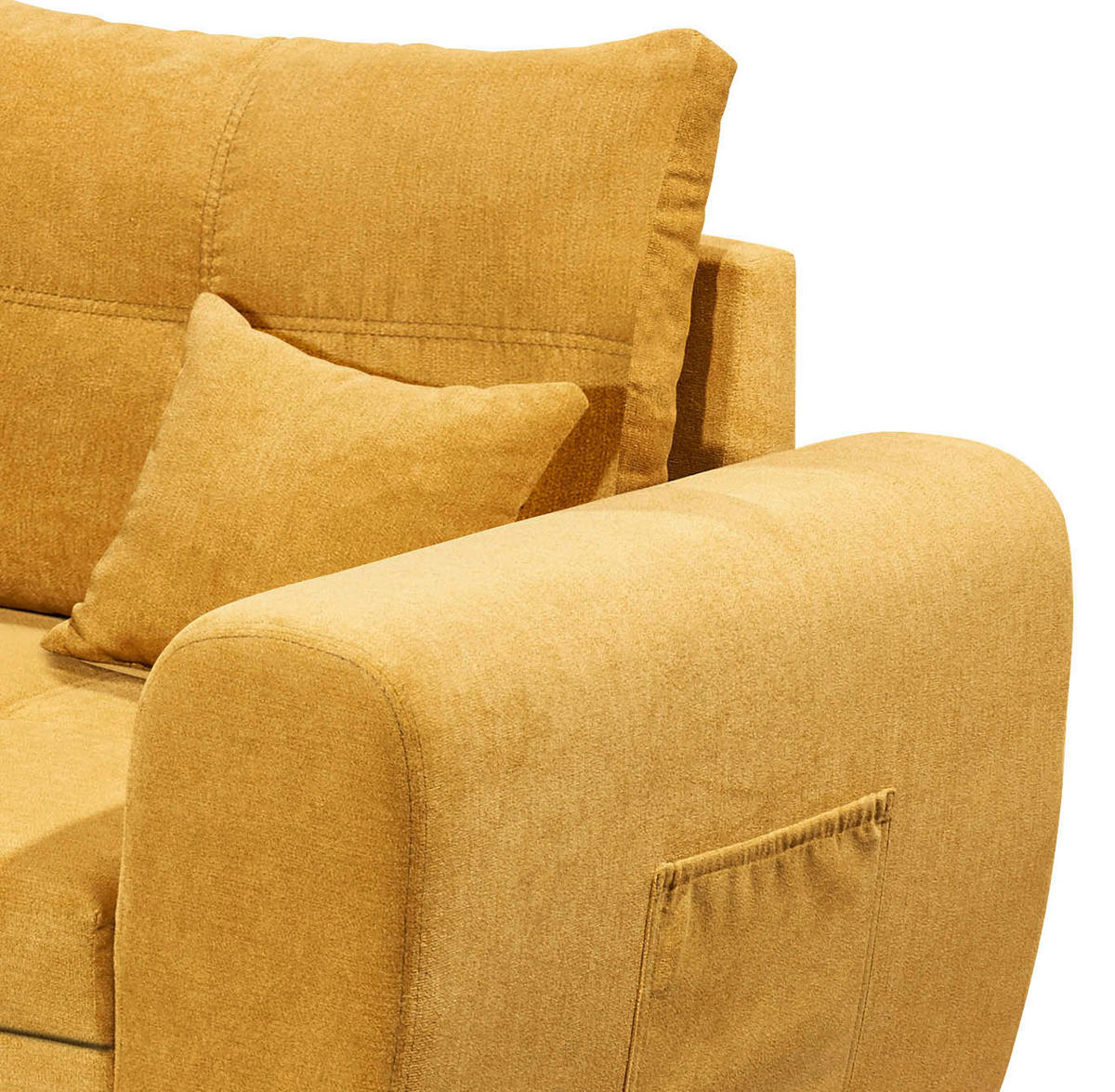 ECKSOFA in Mikrovelours Gelb  - Gelb/Schwarz, Basics, Holzwerkstoff/Kunststoff (176/248cm) - MID.YOU