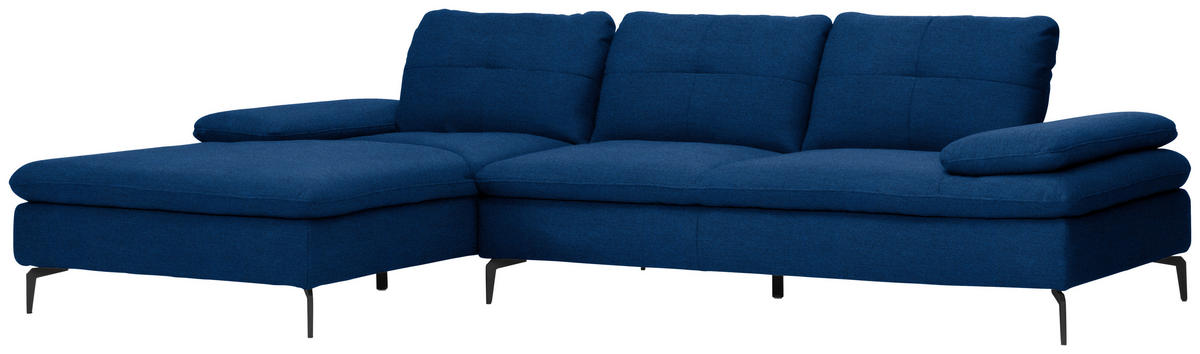 ECKSOFA in Webstoff Blau  - Blau/Schwarz, Design, Textil/Metall (179/301cm) - Chilliano