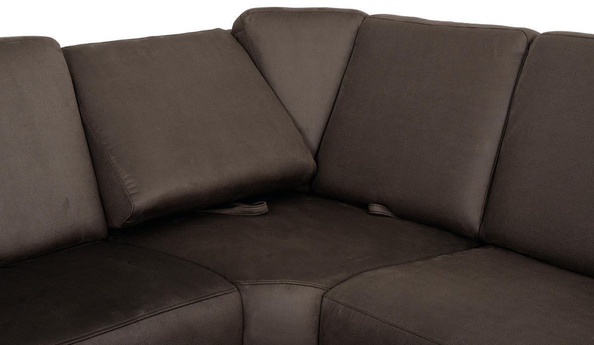 WOHNLANDSCHAFT in Flachgewebe Dunkelbraun  - Chromfarben/Dunkelbraun, Konventionell, Textil/Metall (163/330/240cm) - Beldomo System