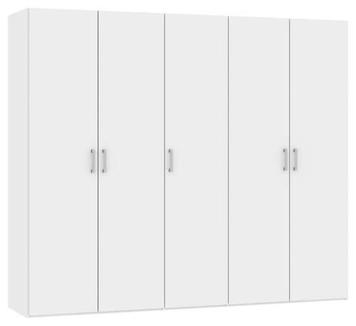 DREHTÜRENSCHRANK 253/215/59 cm 5-türig Weiß  - Chromfarben/Weiß, Design, Holzwerkstoff (253/215/59cm) - Boxxx