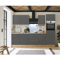 KÜCHENBLOCK 280/211/60 cm   in Anthrazit, Grau, Eiche Artisan  - Anthrazit/Alufarben, LIFESTYLE, Holzwerkstoff/Kunststoff (280/211/60cm) - Respekta