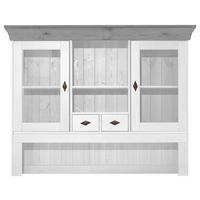 BUFFETAUFSATZ - Weiß/Grau, ROMANTIK / LANDHAUS, Glas/Holz (143/112/32cm) - Boxxx