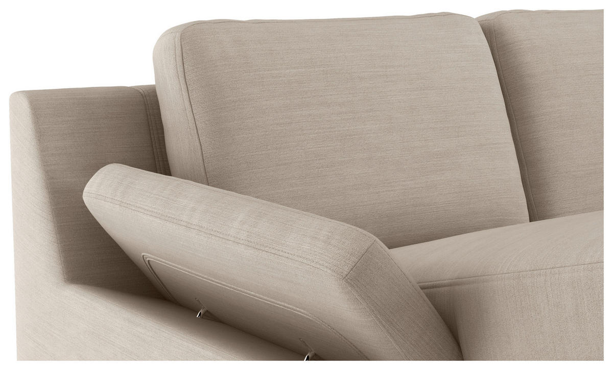 WOHNLANDSCHAFT in Flachgewebe Beige  - Beige/Schwarz, Konventionell, Textil/Metall (156/309/204cm) - Cotta