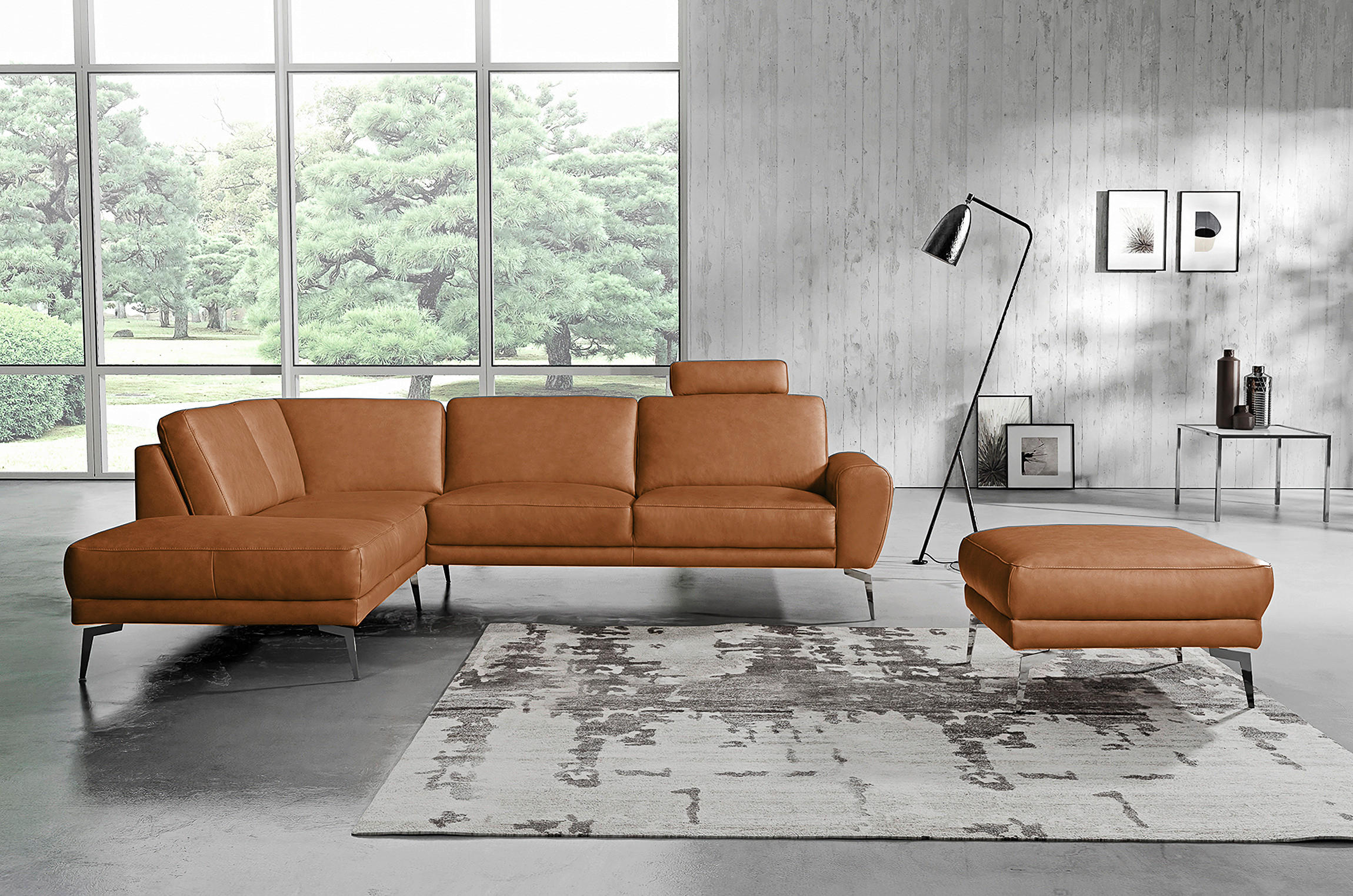KOPFSTÜTZE in Echtleder - Cognac, Design, Leder (52/17/14cm) - Livetastic