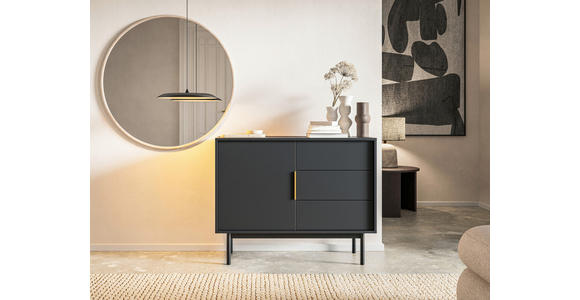 KOMMODE Viva in 104/82/39 cm - Goldfarben/Schwarz, Design, Holzwerkstoff/Metall (104/82/39cm) - Xora