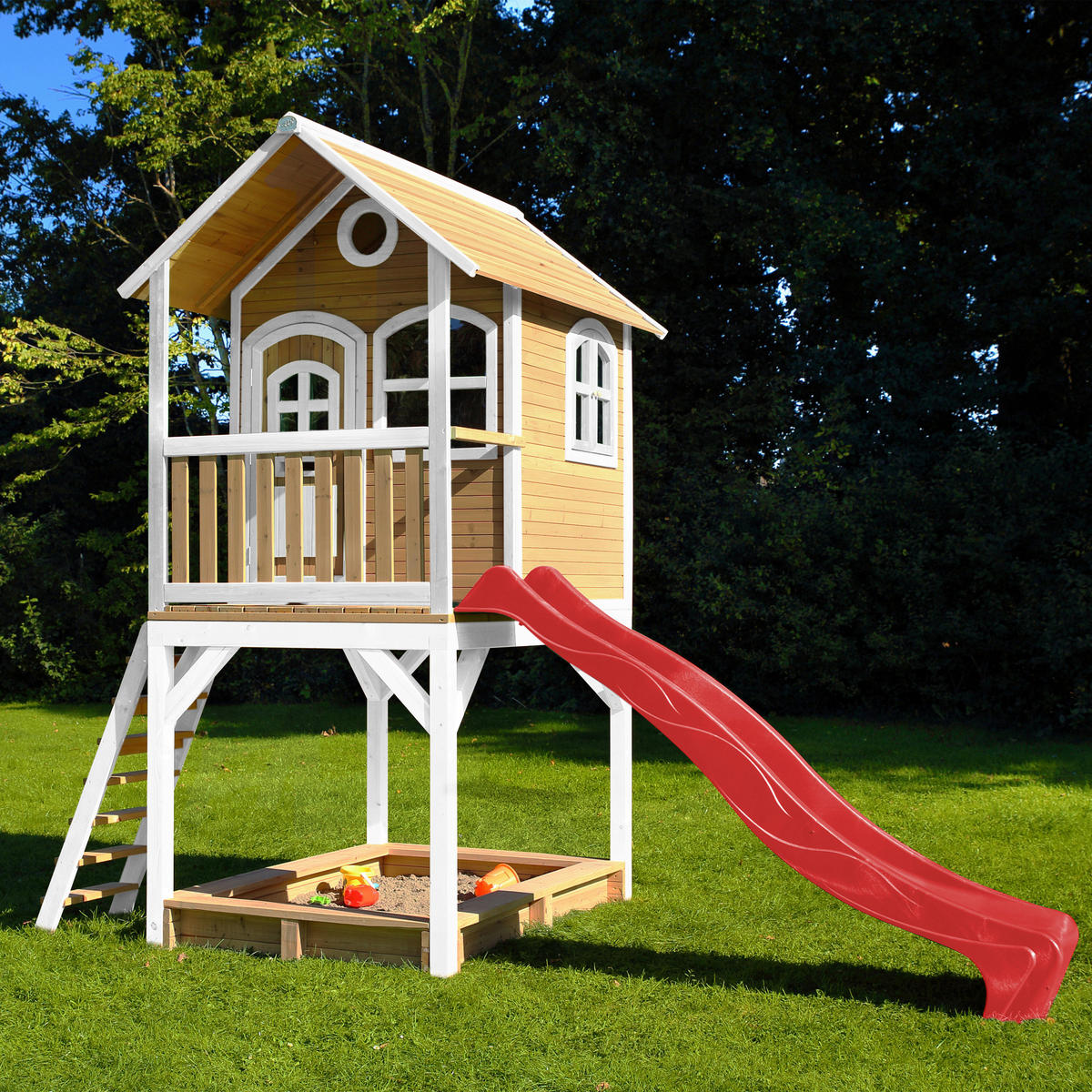 SPIELTURM 370/291/191 cm SPIELTURM SARAH  - Rot/Braun, KONVENTIONELL, Holz/Kunststoff (370/291/191cm) - Ambia Garden