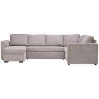 WOHNLANDSCHAFT in Cord, Velours Hellgrau  - Hellgrau/Schwarz, Design, Kunststoff/Textil (160/311/205cm) - Xora