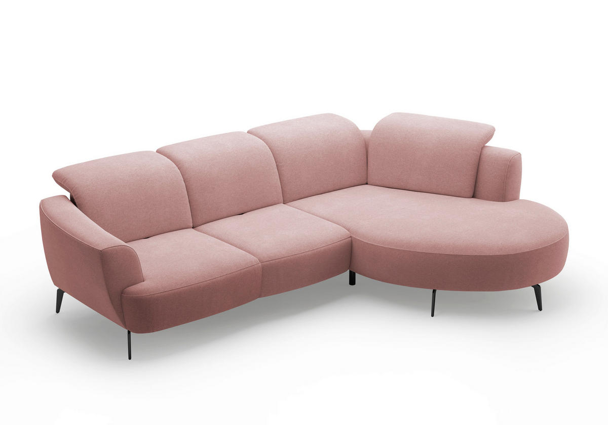 ECKSOFA in Mikrofaser Altrosa  - Schwarz/Altrosa, Konventionell, Textil/Metall (309/199cm) - Sit & More
