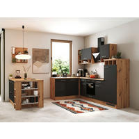 HÖRNKÖK 280/172 cm  i grå  - skogsek/aluminiumfärg, Design, metall/trämaterial (280/172cm) - Respekta