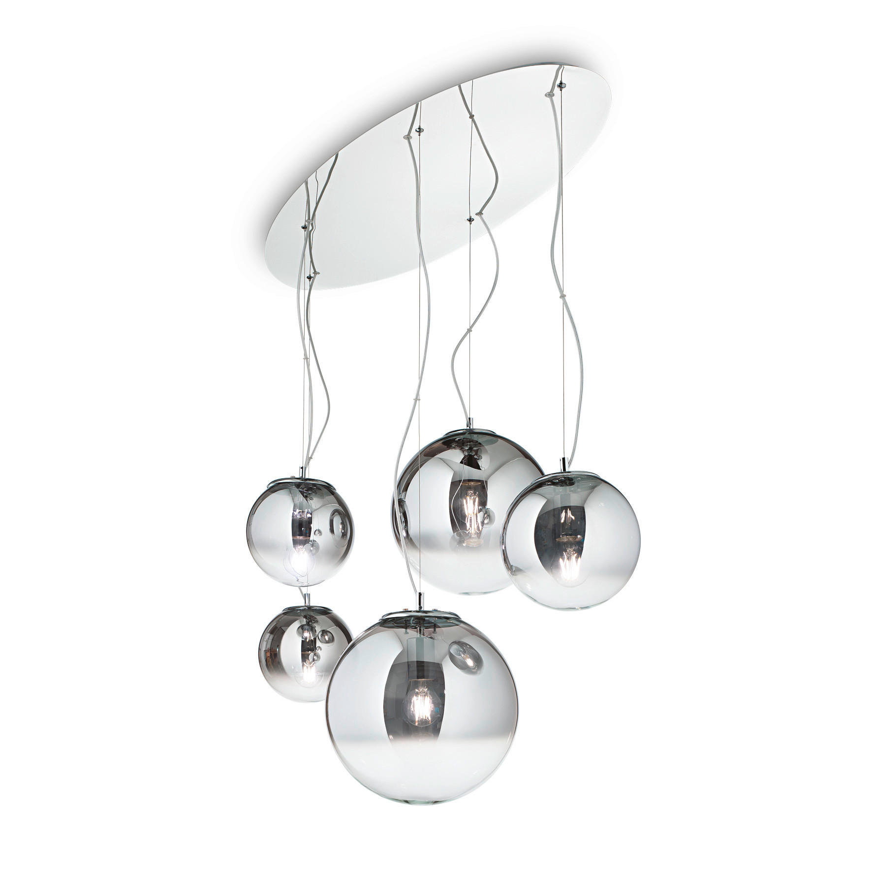 HÄNGELEUCHTE Mapa Fade 105/54/54-110 cm   - Chromfarben, Design, Glas (105/54/54-110cm) - Ideal Lux