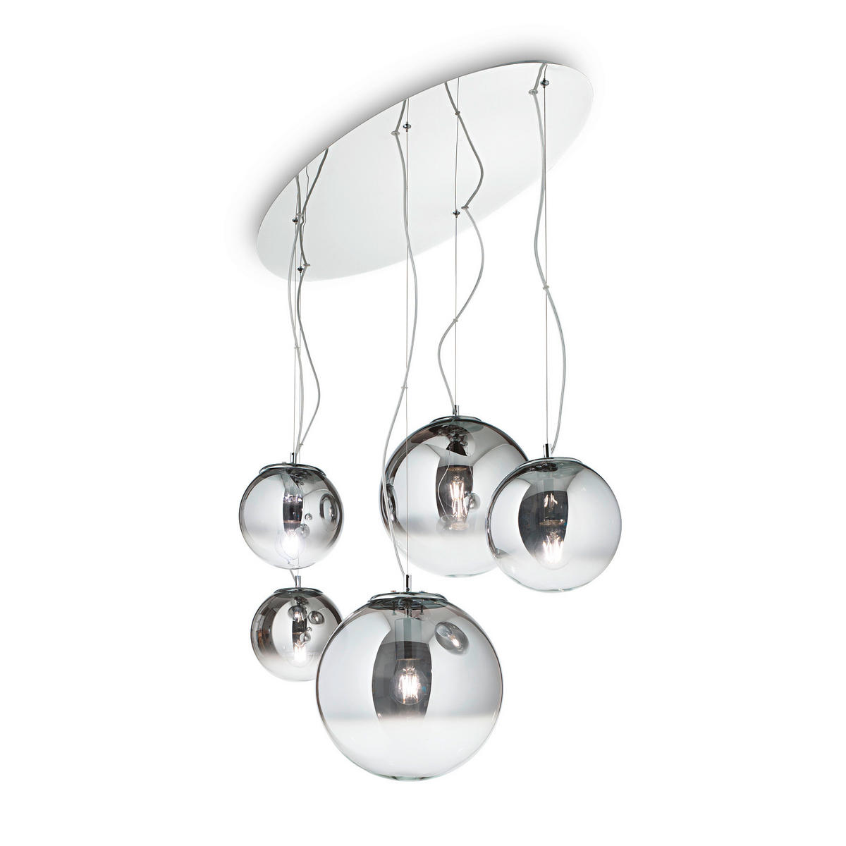 HÄNGELEUCHTE Mapa Fade 105/54/54-110 cm   - Chromfarben, Design, Glas (105/54/54-110cm) - Ideal Lux