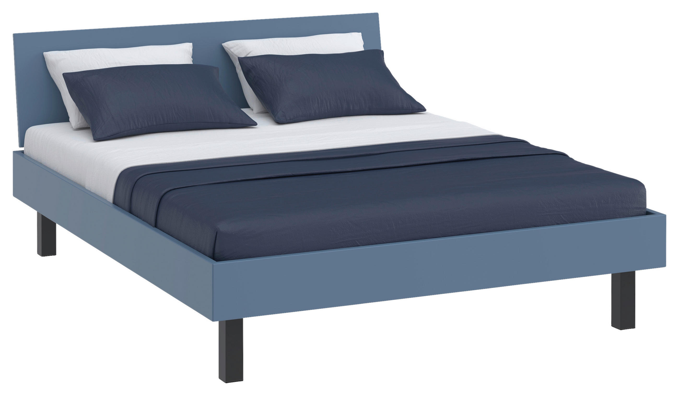 BETT 160/200 cm,  in Blau  - Blau/Schwarz, Design, Metall (160/200cm) - Xora