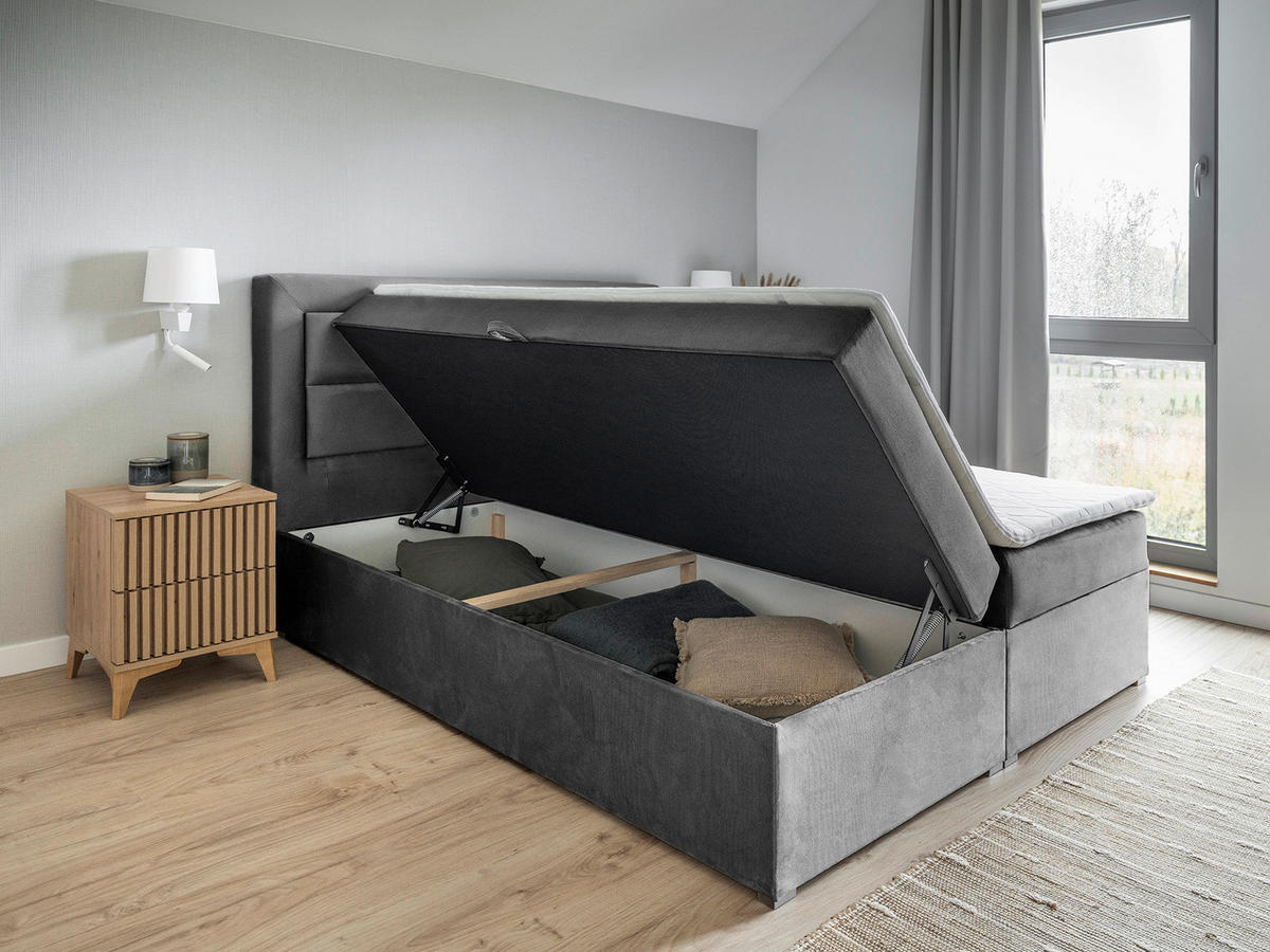 BOXBETT 180/200 cm  in Grau  - Silberfarben/Grau, MODERN, Holz/Kunststoff (180/200cm) - MID.YOU