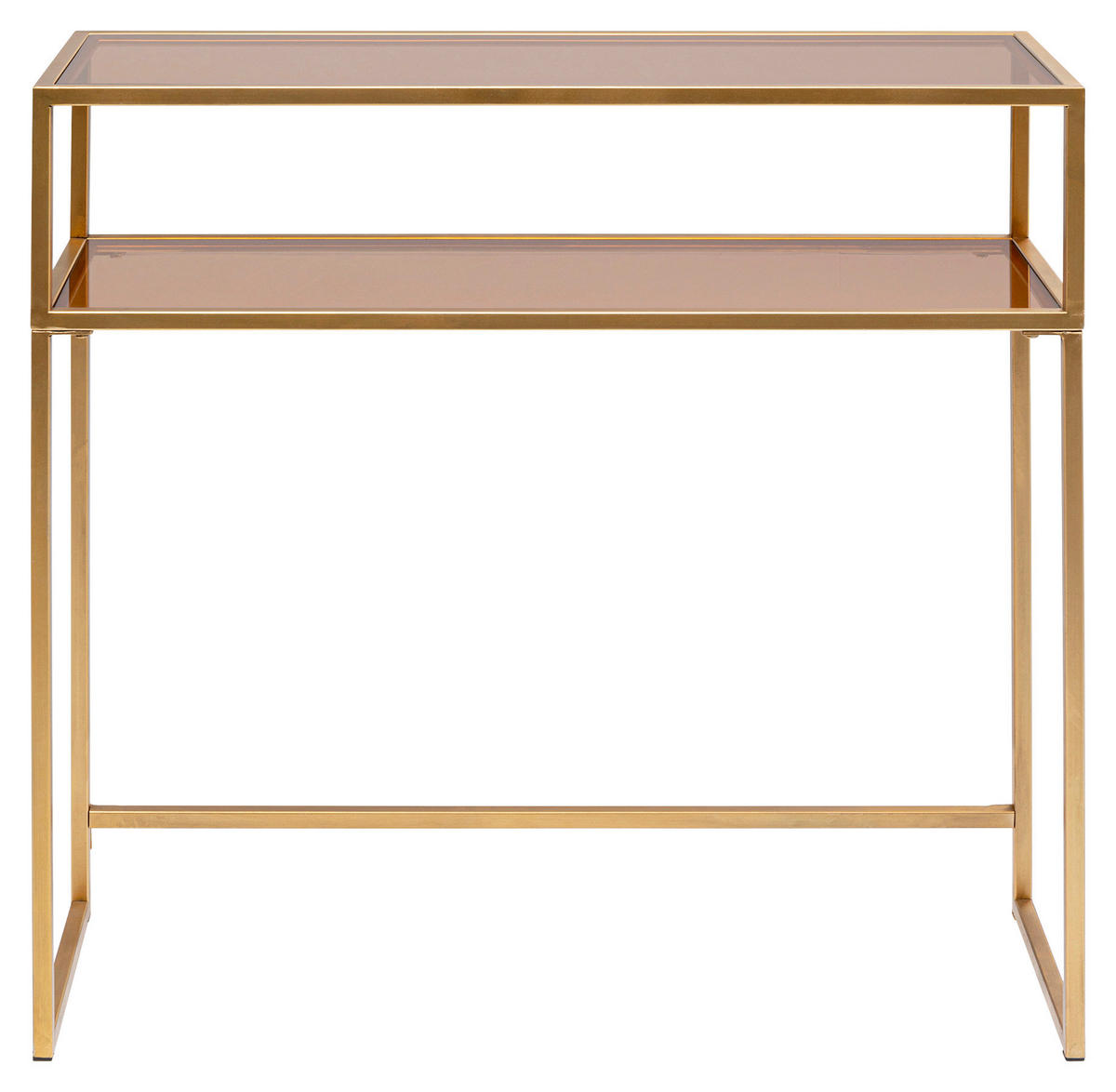 KONSOLENTISCH Goldfarben, Hellbraun  - Hellbraun/Goldfarben, Design, Glas/Metall (85/30/80cm) - Kare-Design