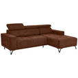 ECKSOFA in Chenille Rostfarben  - Rostfarben/Schwarz, KONVENTIONELL, Textil/Metall (264/178cm) - Hom`in