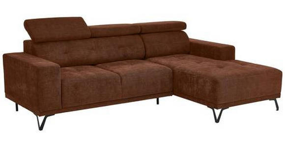 ECKSOFA in Chenille Rostfarben  - Rostfarben/Schwarz, KONVENTIONELL, Textil/Metall (264/178cm) - Hom`in