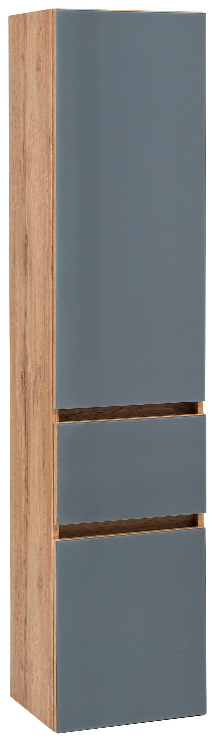 HOCHSCHRANK 40/180/35 cm  - Eichefarben/Silberfarben, KONVENTIONELL, Glas/Holzwerkstoff (40/180/35cm) - Held