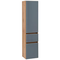 HOCHSCHRANK 40/180/35 cm  - Eichefarben/Silberfarben, KONVENTIONELL, Glas/Holzwerkstoff (40/180/35cm) - Held