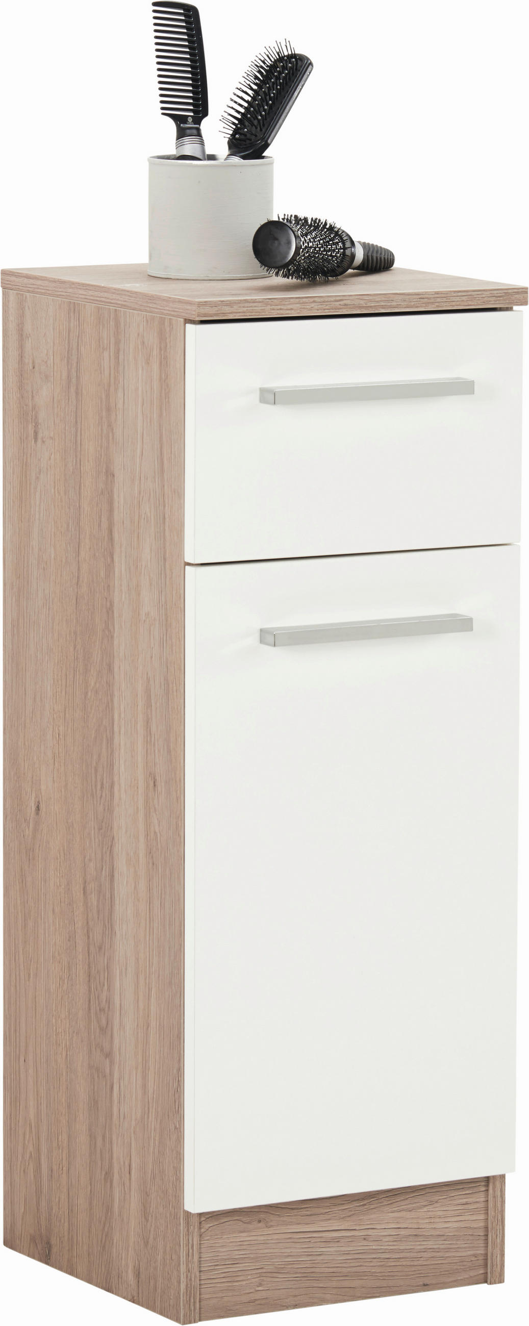 ALSÓSZEKRÉNY 30/81/33 cm  - krómszínű/San Remo tölgy, Design, faalapú anyag (30/81/33cm) - Xora