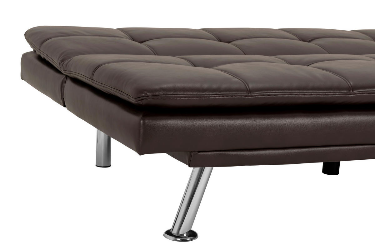 SCHLAFSOFA Lederlook Braun  - Silberfarben/Braun, Basics, Textil/Metall (182/84/92cm) - MID.YOU