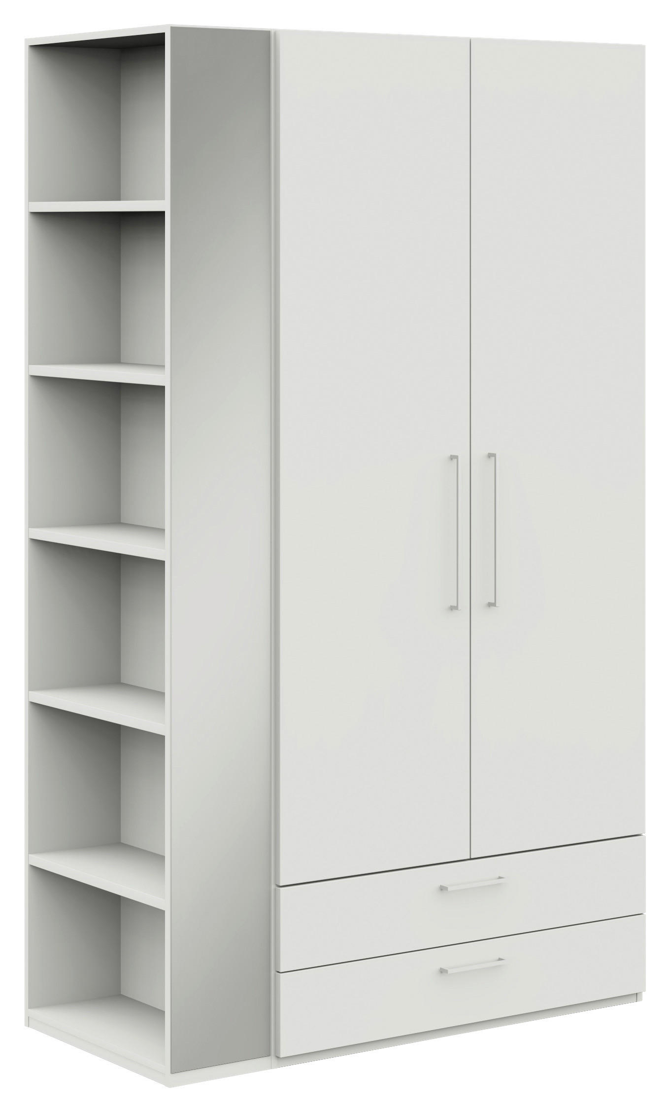 KLEIDERSCHRANK 2-türig Weiß  - Edelstahlfarben/Weiß, Design, Holzwerkstoff/Metall (126,3/213,6/59,3cm) - Cantus