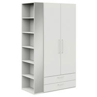 KLEIDERSCHRANK Weiss  - Weiss/Edelstahlfarben, Design, Holzwerkstoff/Metall (126,3/213,6/59,3cm) - Cantus