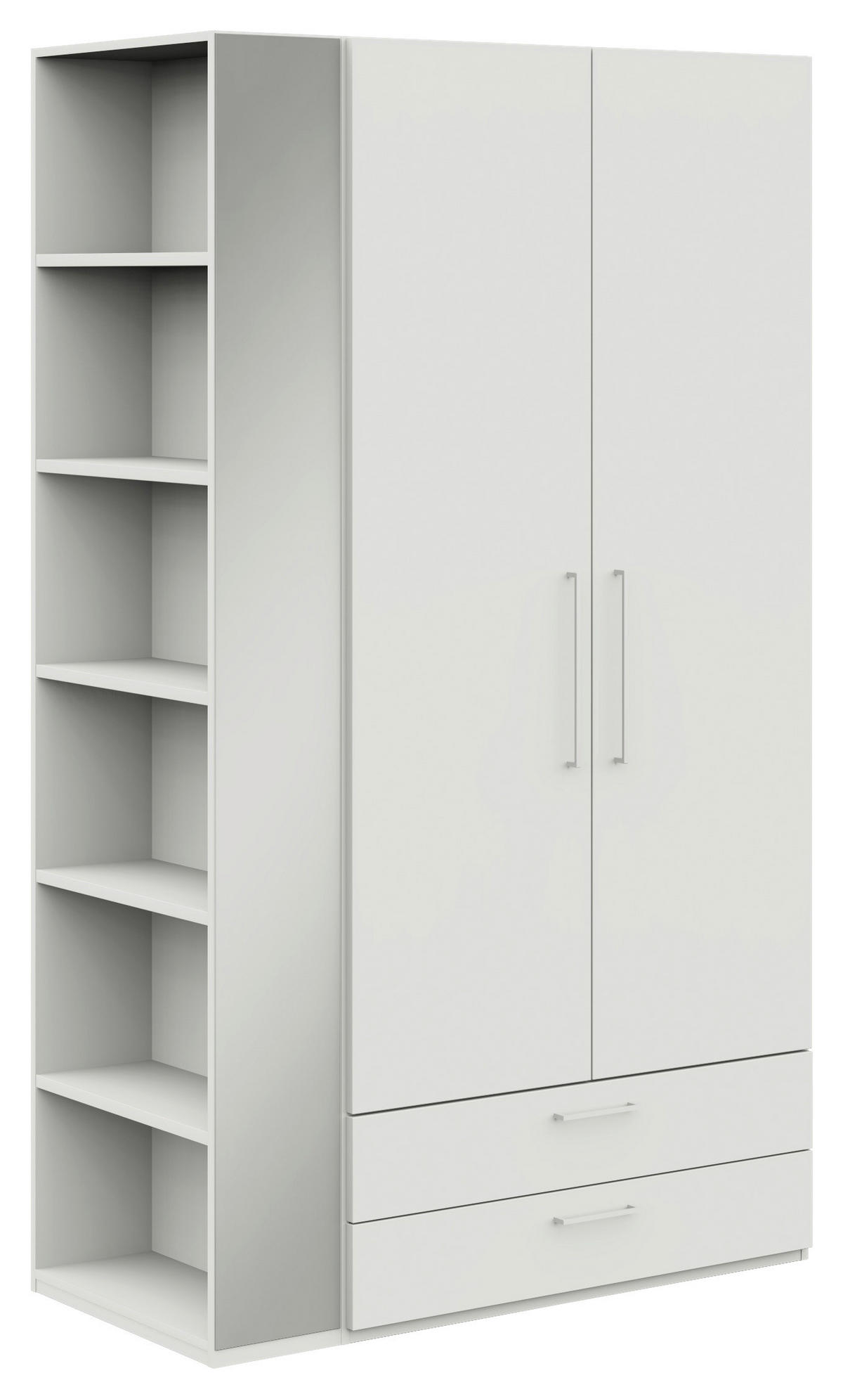 KLEIDERSCHRANK Weiss  - Weiss/Edelstahlfarben, Design, Holzwerkstoff/Metall (126,3/213,6/59,3cm) - Cantus