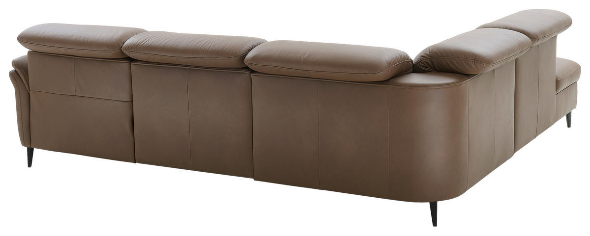ECKSOFA Braun Echtleder  - Schwarz/Braun, Design, Leder/Metall (260/287cm) - Valdera