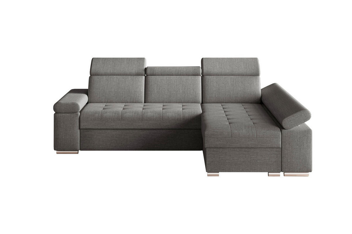 ECKSOFA TORONTO in Webstoff Grau  - Silberfarben/Grau, Design, Kunststoff/Textil (260/168cm) - MID.YOU